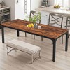 Lirago Rectangle Office Dining Table 78.7" Large Desktop Sturdy MDF Board Heavy Duty Iron Pipe Legs Industrial Style Brown - 2 of 4