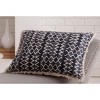 Gulches Fun Fringed Lumbar Throw Pillow - Handmade India Cotton Blend, Textured Stripes/Geometric Motifs, Zippered Cover, Plush Insert, Navy/White - 2 of 4