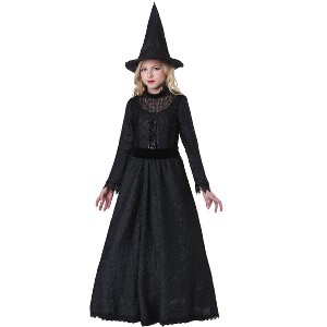 HalloweenCostumes.com Deluxe Dark Witch Costume for Girls - 1 of 3