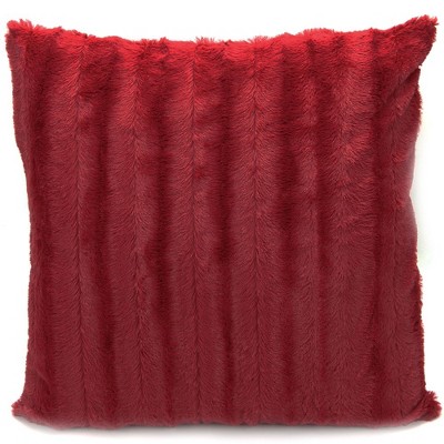 Maroon Faux Fur Decorative Throw Pillow Cover