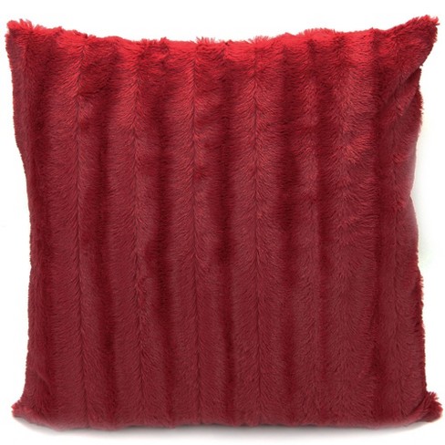 Cheer Collection Faux Fur Pillows - Decorative Throw Pillows for Couch &  Bed - Machine Washable - 18 x 18 - Maroon (Set of 2)
