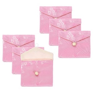 Unique Bargains Silk Embroidered Jewelry Organizer Pouch with Snap Button 6 Pcs - 1 of 4