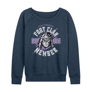 Women's - Teenage Mutant Ninja Turtles - Foot Clan Member Lightweight French Terry Wide Neck Long Sleeve Shirt - 1 of 4