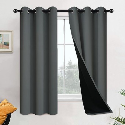 Yakamok Room Darkening Thermal Insulated Blackout Curtains for Bedroom (42Wx63L,Dark Grey, 2 Panels)