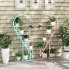 Costway 5 Tier Metal Plant Stand Heart-shaped Shelf with Hanging Hook for Multiple Plants Black/White/Pink & Blue - 2 of 4