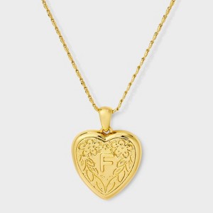 14K Gold Dipped Heart Charm Initial Necklace - A New Day™ Gold - 1 of 4