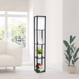 Column Shelf Floor Lamp with Linen Shade - Lalia Home - 1 of 4