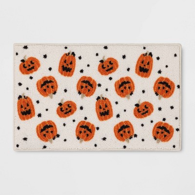 1'6"x2'5" Halloween Rectangle Tufted Kitchen Rug Pumpkins - Threshold™: Skid-Resistant, Fade & Stain-Resistant Mat