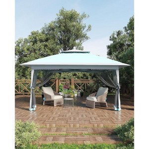 12x12 FT Gazebo Tent Outdoor Pop Up Canopy Tent with Netting, Adjustable Height Instant Gazebos for Patio Garden Backyard - 1 of 4