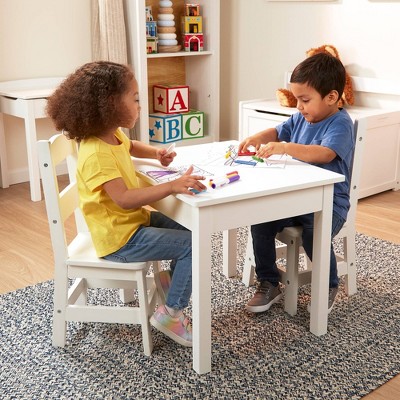 White Wooden Kids Table and Chairs Set