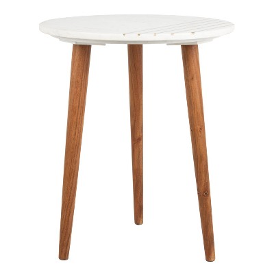 Valerie Round Marble Accent Table Natural Brown/White/Gold - Safavieh