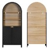 Homy Casa Modern Arched Storage Cabinet with Ribbed Design and Open Shelves for Living Room, Office,  Dining Room, Black - 2 of 4