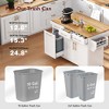 YOOCOZZ 59.3" Kitchen Island with Rubber Wood Drop Leaf, 2 Pull Out Organizers+Trash Can Storage, Power Outlet, Spice&Towel Rack - 3 of 4