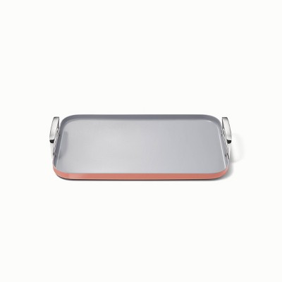Terracotta Ceramic Nonstick Double Burner Griddle with Stainless Steel Handles