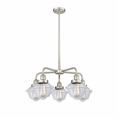 Oxford - 5 Light Stem Hung Chandelier In Art Deco Style-13.5 Inches Tall and 24.5 Inches Wide