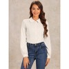 Allegra K Women's Peter Pan Collar Button Up Long Sleeve Business Work Shirt - 3 of 4