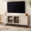 70" MDF Scandinavian 4-Door Herringbone TV Stand with Tempered Glass, Adjustable Shelves, and Cord Management for Living Room and Bedroom - 3 of 4