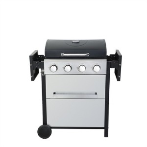 Cesicia 4-Burner Gas BBQ Grill With Wire Enamel Cooking Grids For Outdoor Barbecue, Foldable Side Table, Hanging Basket, Stainless Steel - 1 of 4