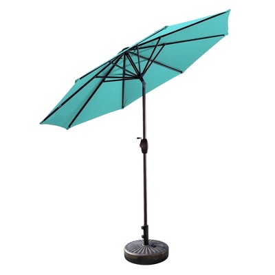 Turquoise 9 Ft Outdoor Patio Market Umbrella with Bronze Base
