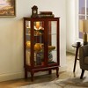 PDTEND 3-Tier Curio Display Storage Cabinet with Glass Doors, Adjustable Shelves & Mirrored Back - 3 of 4
