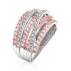 Ross-Simons 1.00 ct. t.w. Pink Sapphire and .15 ct. t.w. Diamond Highway Ring in Sterling Silver - 3 of 4