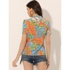 Allegra K Women's Summer Tropical Floral Printed Short Sleeve V Neck Tops - 3 of 4