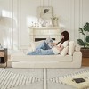 Okak 2-in-1 Convertible Floor Semi-Circular Sofa Bed with Pillows,Corduroy Fabric Futon Couch for Living Room,Apartments - 3 of 4