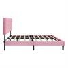 Okak Modern Queen Platform Bed Frame with Upholstered, Linen Button Tufted Headboard Sturdy Wood Slats No Box Spring Needed Easy Assembly, Pink - 2 of 4