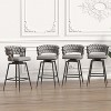 28 Inch Bar Stool Linen Woven Bar Stools Set of 2, Black Legs Bar Stools Non Adjustable Kitchen Island Chair - 4 of 4