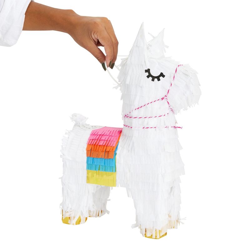 Sparkle and Bash Llama Pinata for Fiesta Party Supplies, Small Llama Party Decorations for Kids, Boys, Girls Birthday (White, 8.5x15x4.5 in), 3 of 9