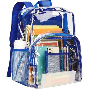 Clear Heavy Duty PVC Transparent Backpack - Extra Large Size with Reinforced Straps, Ideal for College - 1 of 4