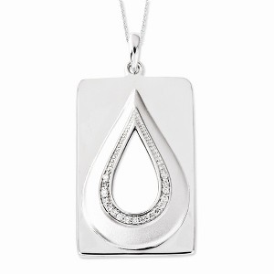 Black Bow Jewelry Rhodium Plated Silver & CZ He Will Wipe Away Our Tears Necklace, 18 In - 1 of 4