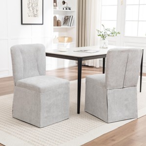 SEVOBAL Dining Chairs Set of 2 Modern Linen Upholstered Armless Chairs with Padded Seat and Iron Legs for Kitchen, Gray, 20.47"*20.47"*33.86" - 1 of 4