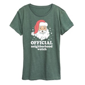 Women's - Instant Message - Santa Neighborhood Watch Christmas Short Sleeve Graphic T-Shirt - 1 of 4