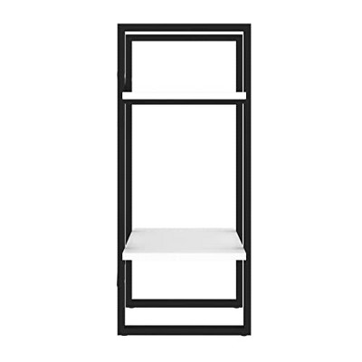 White and Black 2-Tier Engineered Wood Book Cabinet
