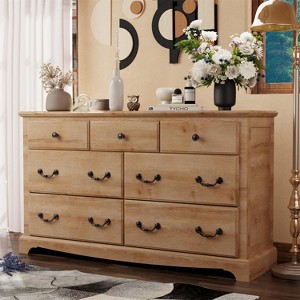 Vintage 7 Drawers Dresser, 54" Wide Wood Rustic Chset of Drawers for Bedroom, Living Room,Hallway - 1 of 4