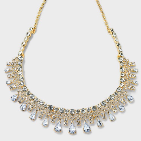 SUGARFIX by BaubleBar Mixed Stone Crystal Statement Necklace - Gold