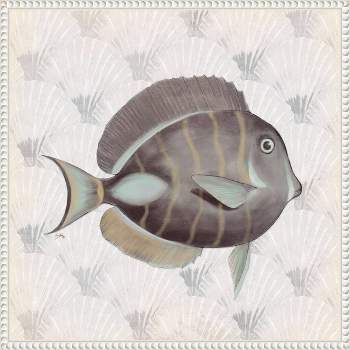 Amanti Art 22"x22" Neutral Vintage Fish II by Elizabeth Medley Framed Canvas Wall Art Print