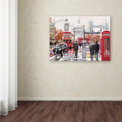 London Snowy Sidewalks Multicolor Canvas Landscape Print