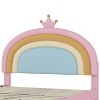 KWPZQEB Platform Bed Frame with Upholstered Rainbow Headboard and Drawers, Wooden Slats Support, Princess Platform Bed for Girls, Pink - 3 of 4