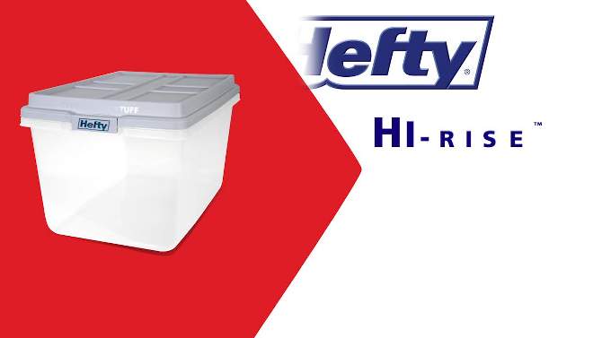 Hefty 72qt Clear Hi-Rise Storage bin with Stackable Lid Gray, 2 of 11, play video