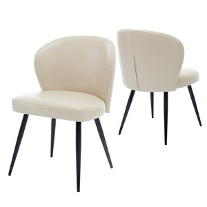 GustoWave Dining Chairs Set of 2, Upholstered Kitchen Chairs, Comfortable Seat, Synthetic Leather with Stitching, Mid-Century Modern - 1 of 4