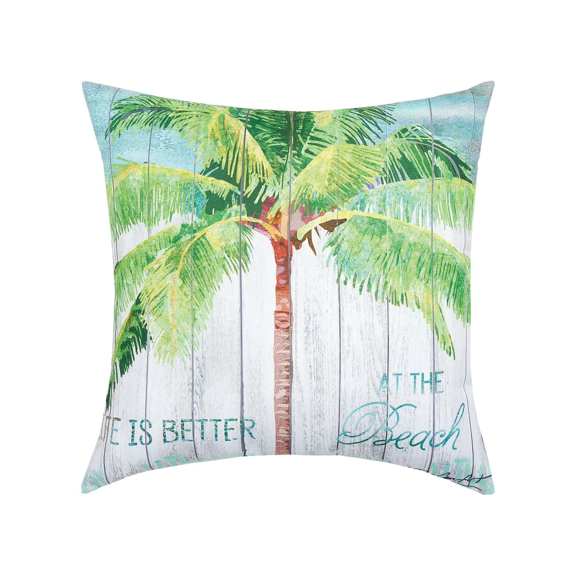 C&F Home At The Beach Coastal Tropical Beach Premium Indoor/Outdoor Accent Throw Pillow, 18" x 18"