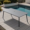 Crestlive Products Outdoor Dining Table Patio Dining Table with Wooden-Like Top and Aluminum Frame, Rectangular Table with Umbrella Hole - 2 of 4