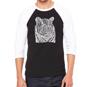 LA Pop Art Men's Raglan Baseball Word Art T-shirt - Big Cats - 1 of 4