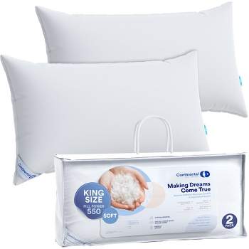 Continental Bedding - 550 Fill Power Soft Duck Down Pillow - Size - Set of 2