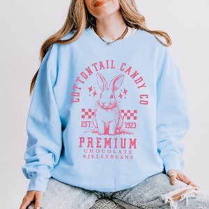 Simply Sage Market Women's Lightweight Garment Dyed Graphic Sweatshirt Cottontail Candy Premium Chocolate - 1 of 3