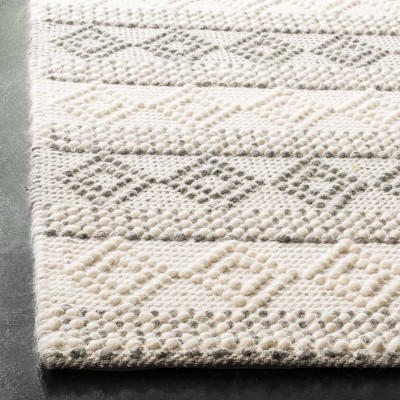 Ivory and Gray Handmade Wool 9' x 12' Area Rug