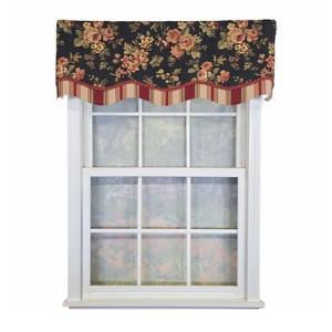 RLF Home 100% Cotton Lancaster Glory  Fully lined Windows Rod Pocket Valance 50" x 16"  Black - 1 of 4
