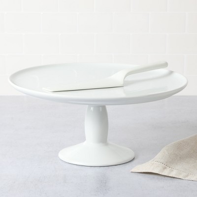 White Ceramic 12" Cake Stand with Server